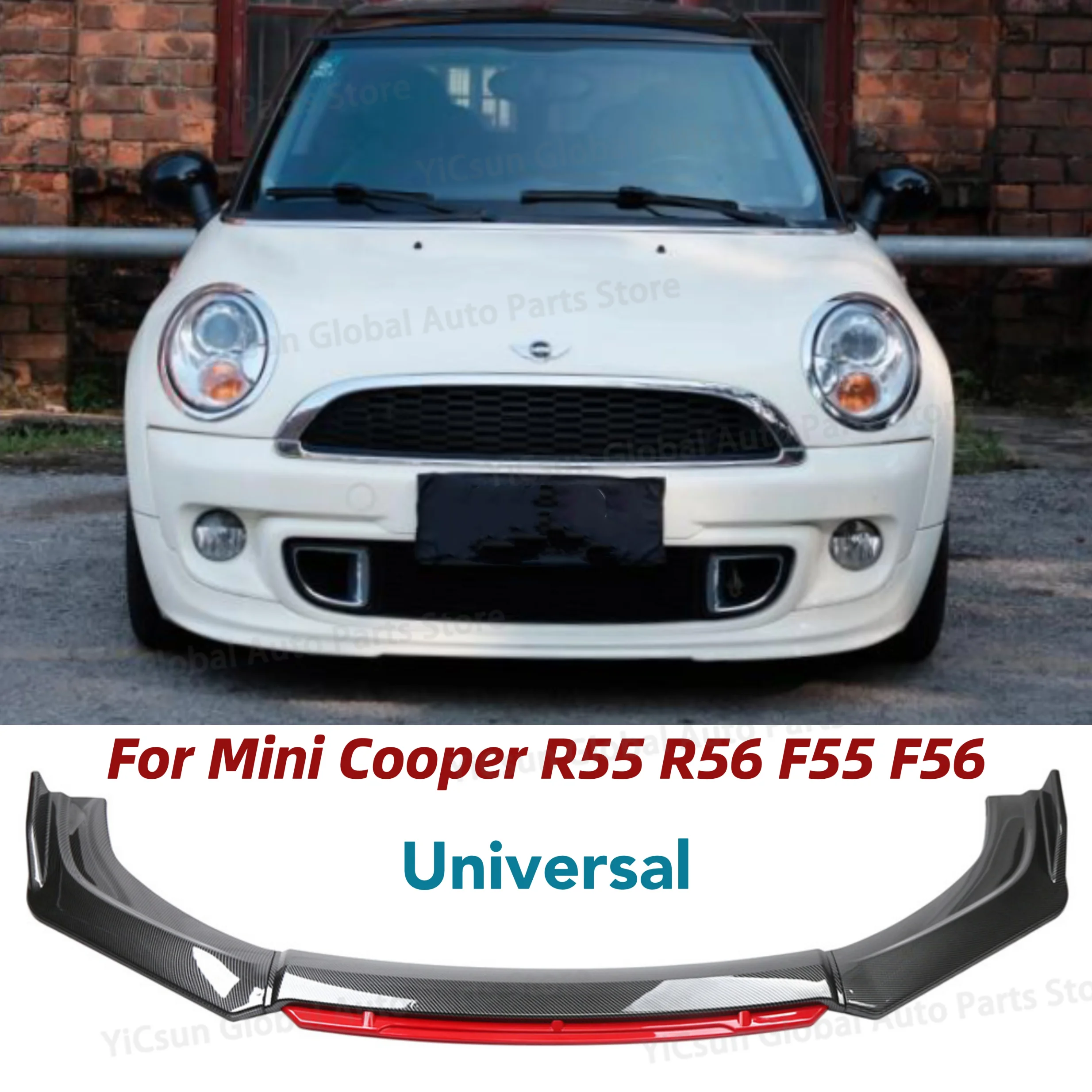 Front Bumper Blade Lip for Mini Cooper R55 R56 F55 F56 Lower Spoiler Splitter Diffuser Universal Front Shovel Body Kit Tuning