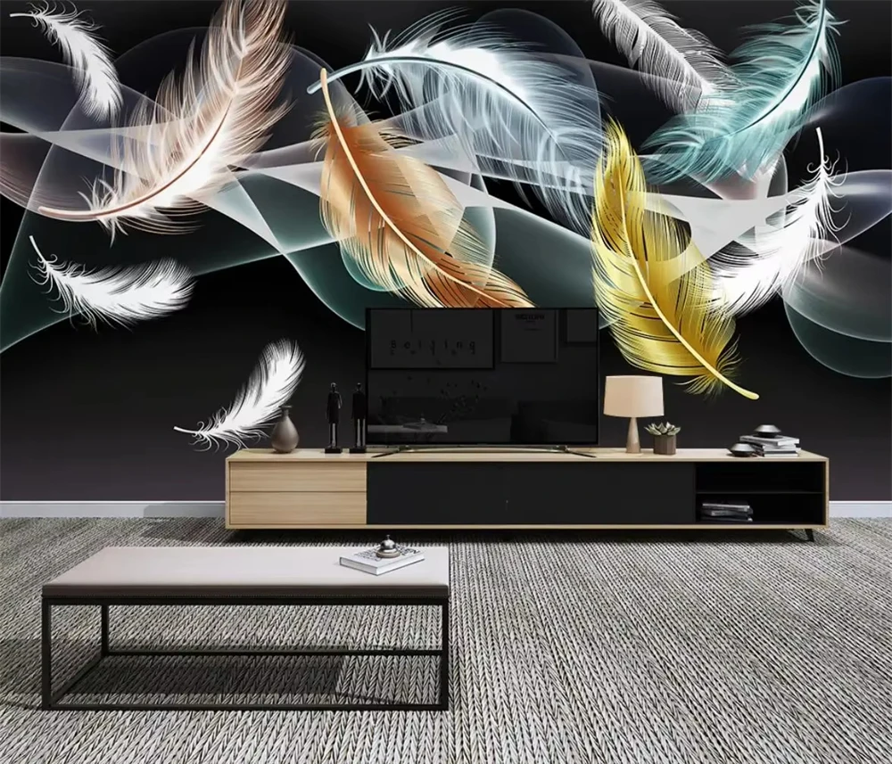 custom papel de parede 3D TV background photo mural wall paper decoration modern Feather wallpaper art mural art wall covering
