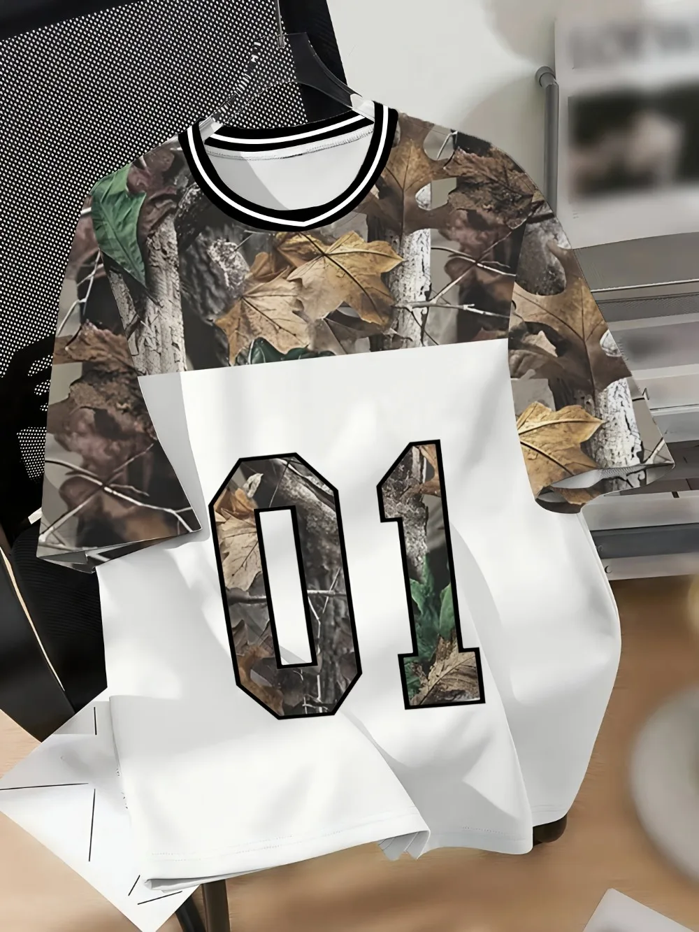 American Retro Jungle Leaf Camouflage 3D Print Breatha Quick-dry Men Women Same Large-sized T-shirt Casual Parent-child Clothing