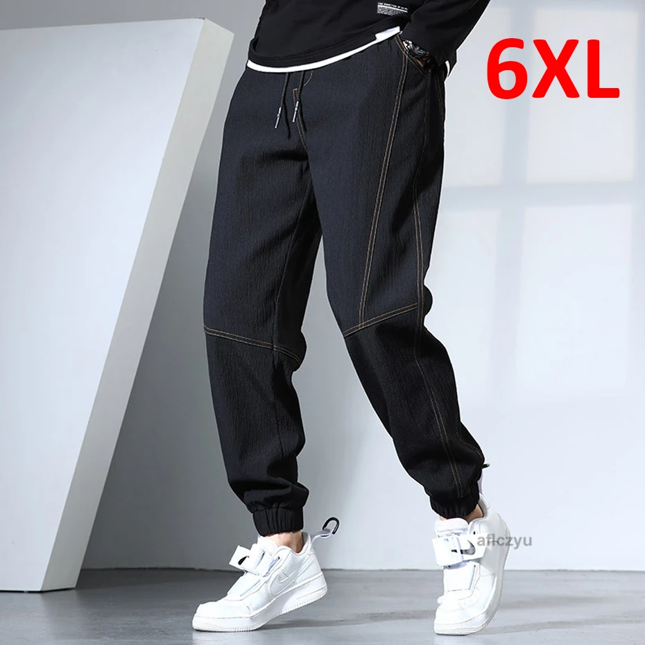 

Black Jogger Pants Men Summer Pants Plus Size 6XL Fashion Casual Solid Color Trousers Male Bottom Big Size 6XL