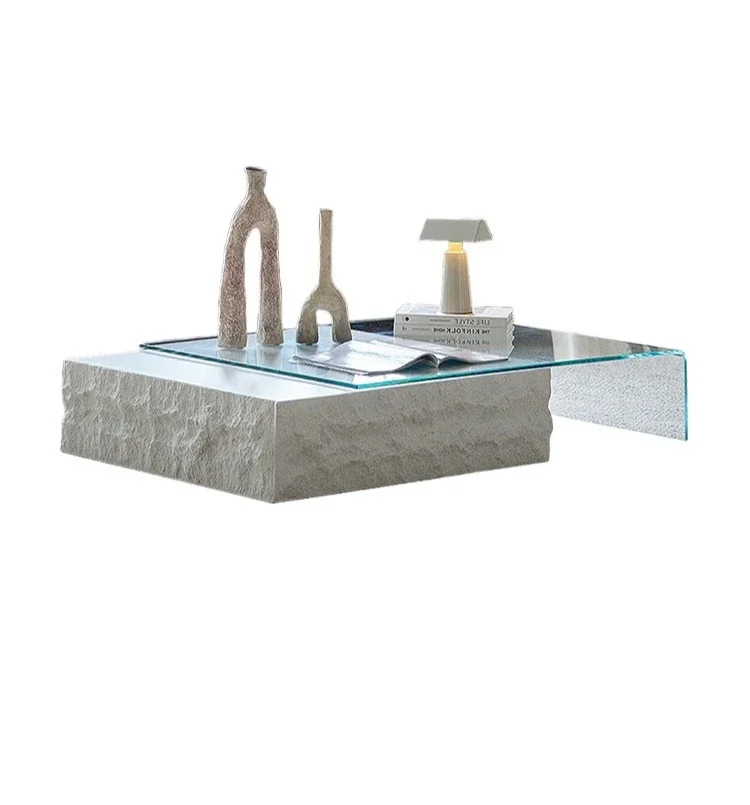 Coffee table, Italian minimalist telescopic modern simple combination high-end wabi-sabi style table, living room glass