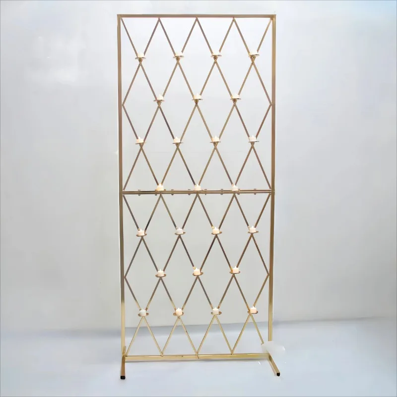 Modern Gold Iron Candle Wall Wedding Arch Background New Rectangular Bracket