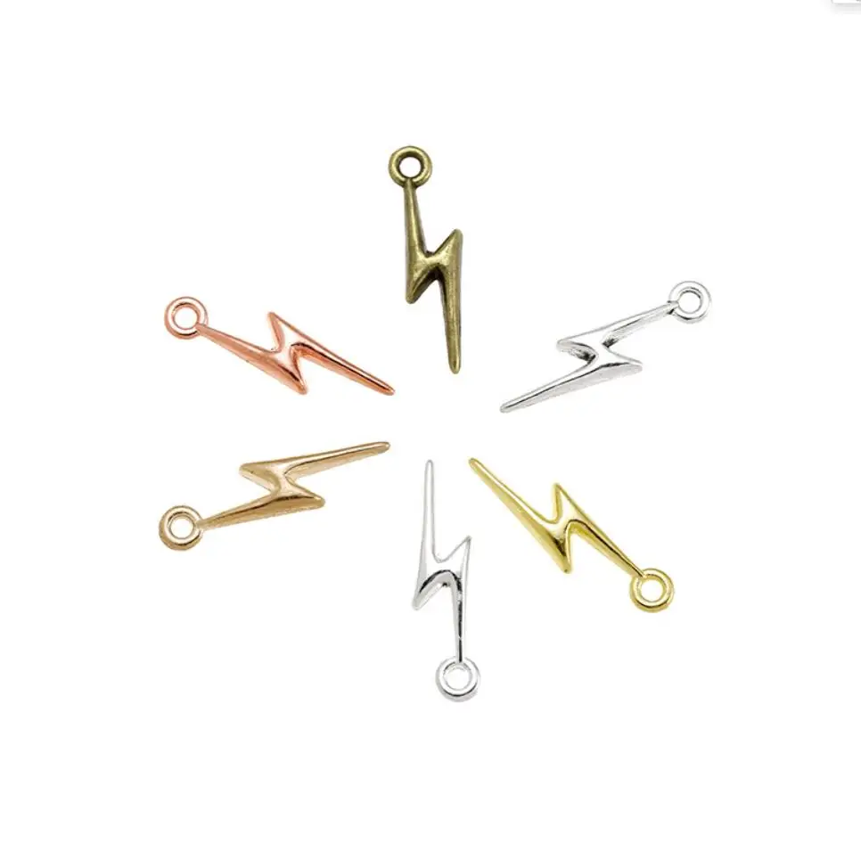100pcs New Product Antique silver color lightning Charms Pendant Jewelry Metal Alloy Jewelry Marking 20*5mm F0087