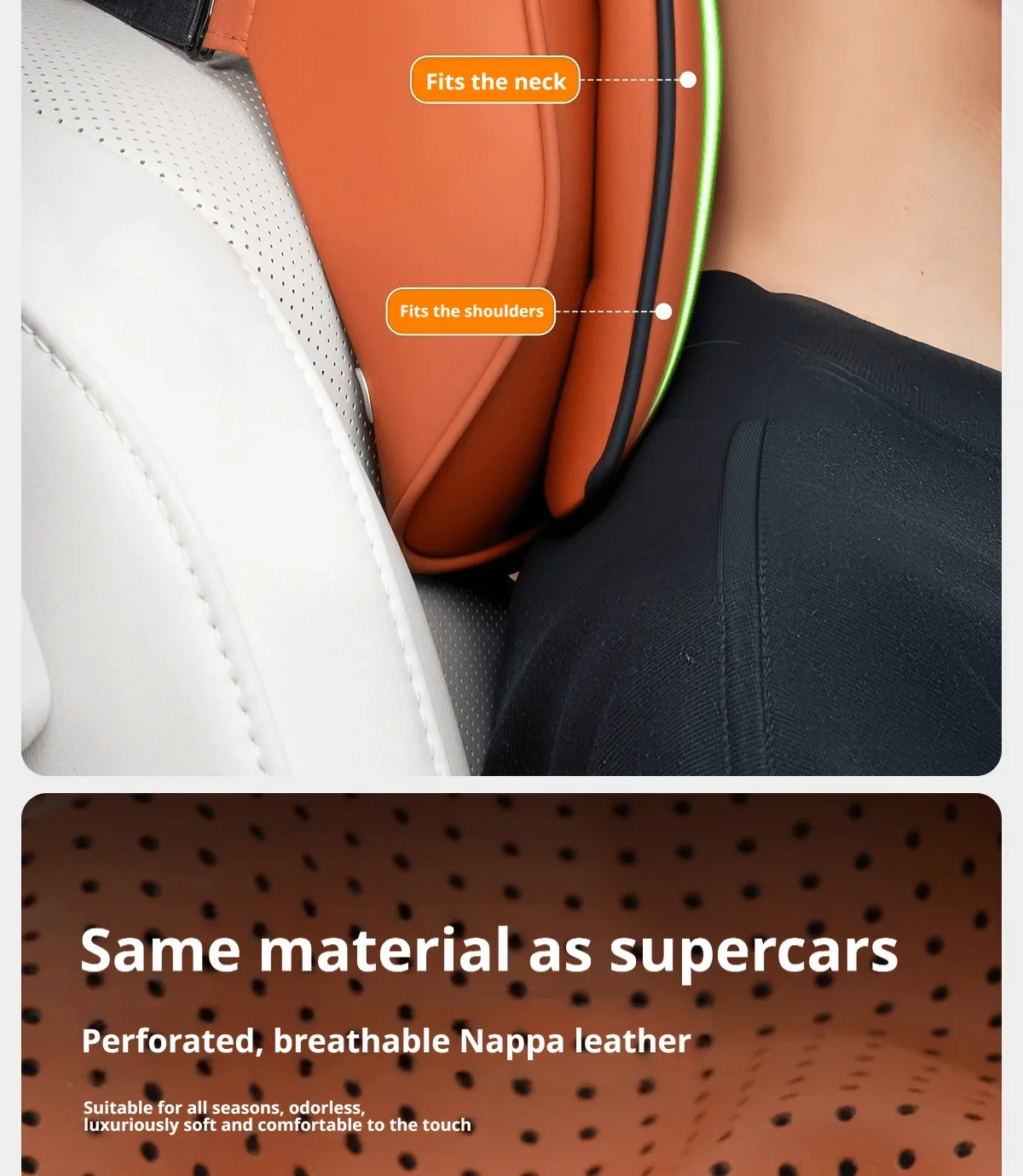Für Tesla Auto Kopfstützen-Kissen Lendenstütze Premium-Qualität Atmungsaktiv Passend für Model 3 Model Y Highland Model S Cybertruck Model X – Detail 4