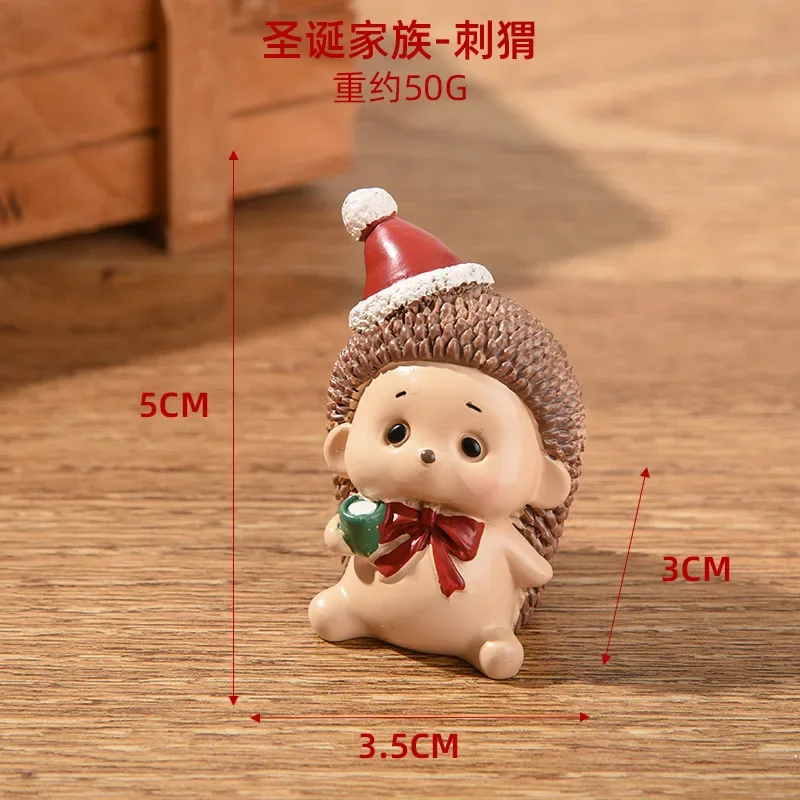 Christmas Resin Family Small Animal Ornaments Creative & Cute Car Home Decoration Mini Christmas Tree Old Man Christmas Gift