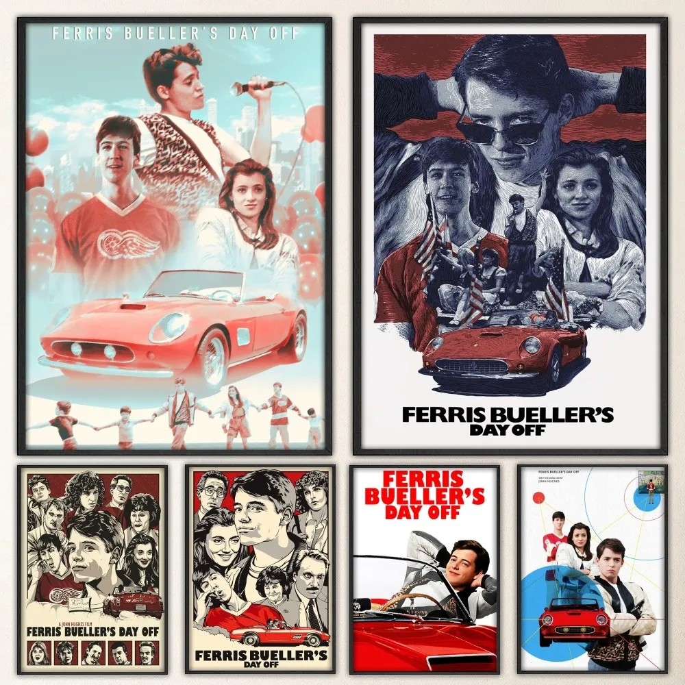 Ferris Buellers Day Off Classic Movie Poster Fancy Poster Wall Sticker for Living Room Bar Vintage Decorative Painting Middle