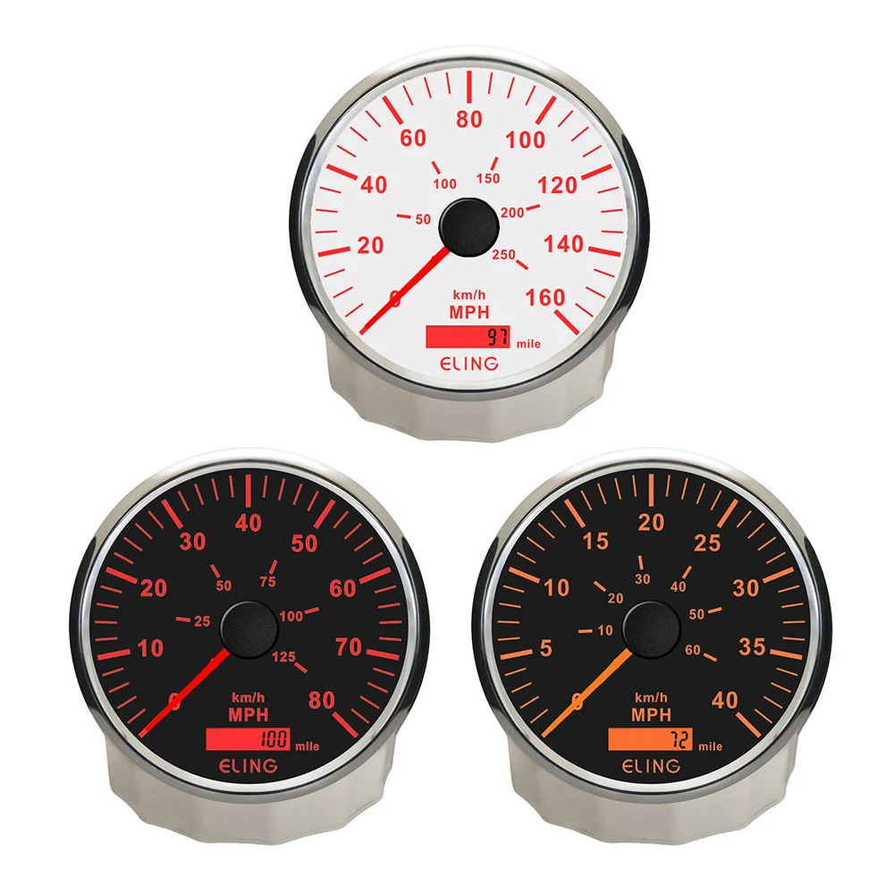 

ELING 110 мм GPS-спидометр 80 миль/ч с одометром и красно-желтой подсветкой, 12В/24В, универсальный для автомобиля, мотоцикла, автодома