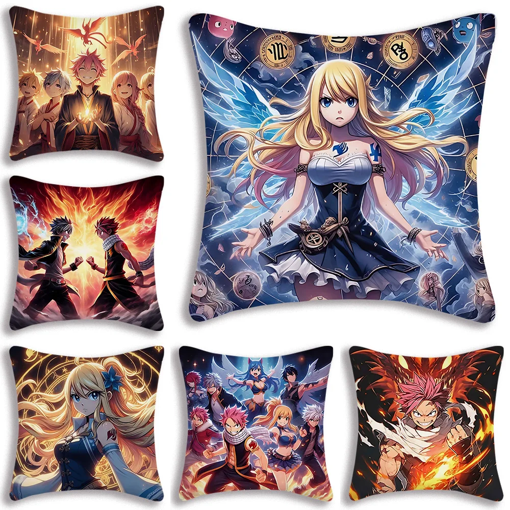 

Anime FAIRY TAIL Pillow Covers Cartoon Sofa Decorative Home Double-sided Printing Short Plush Cute Cushion Cover