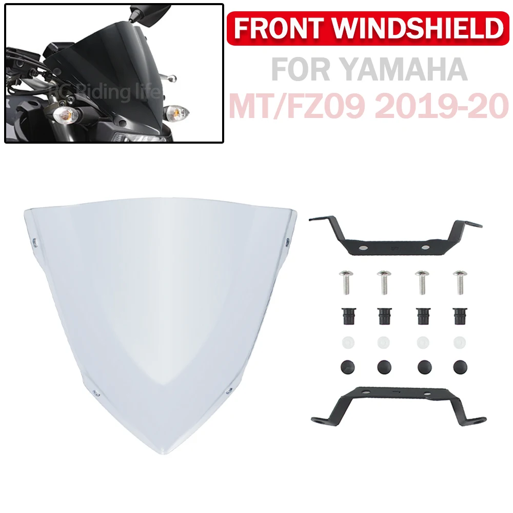 

Motorcycle Front Windshield Visor Windscreen Fairing With Mount Screws Bracket Wind Deflector For Yamaha MT 09 FZ-09 2014-2016