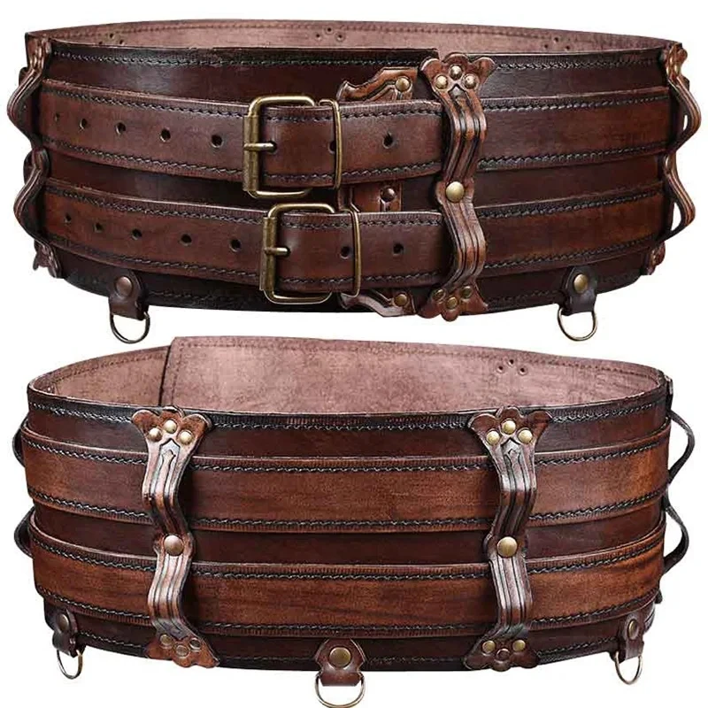 Middeleeuwse Larp Avonturier Harnas Gordel Viking Lederen Tailleband Celtic Cosplay Kostuum Steampunk Accessoire Voor Mannen Vrouwen