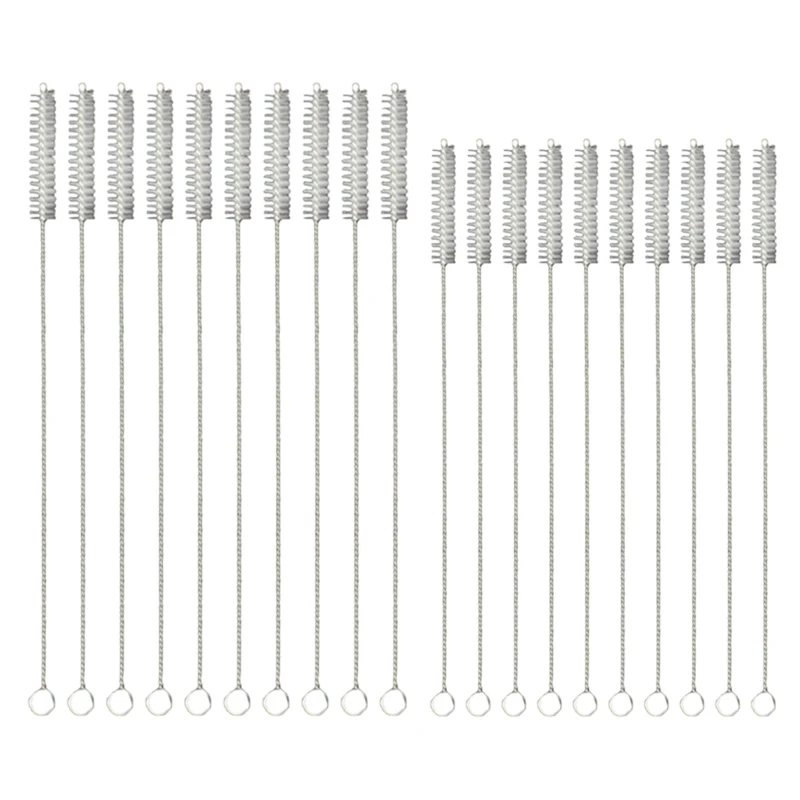 20pcs Drinking Straw Cleaning Brushes Stainless Steel Nylon Reusable for Tube Bottle Water Cup Glass Inside Washing 175mm/200mm