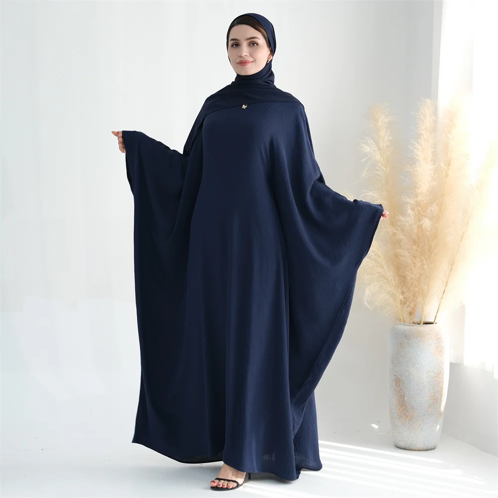 Abaya Muçulmana Rosa com Hijab para Mulheres, Manga Batwing, Robe Dubai, Roupas de Festa, Modestas, Robe Elegante do Islã, Eid, Novo, 2022