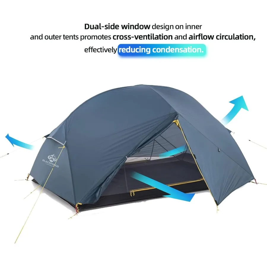 نبتون 2 شخص الظهر خيمة خفيفة قائمة بذاتها مع 4000 مللي متر مقاوم للماء الدهليز المزدوجة NoSeeUm شبكة 60 ثانية Se #3