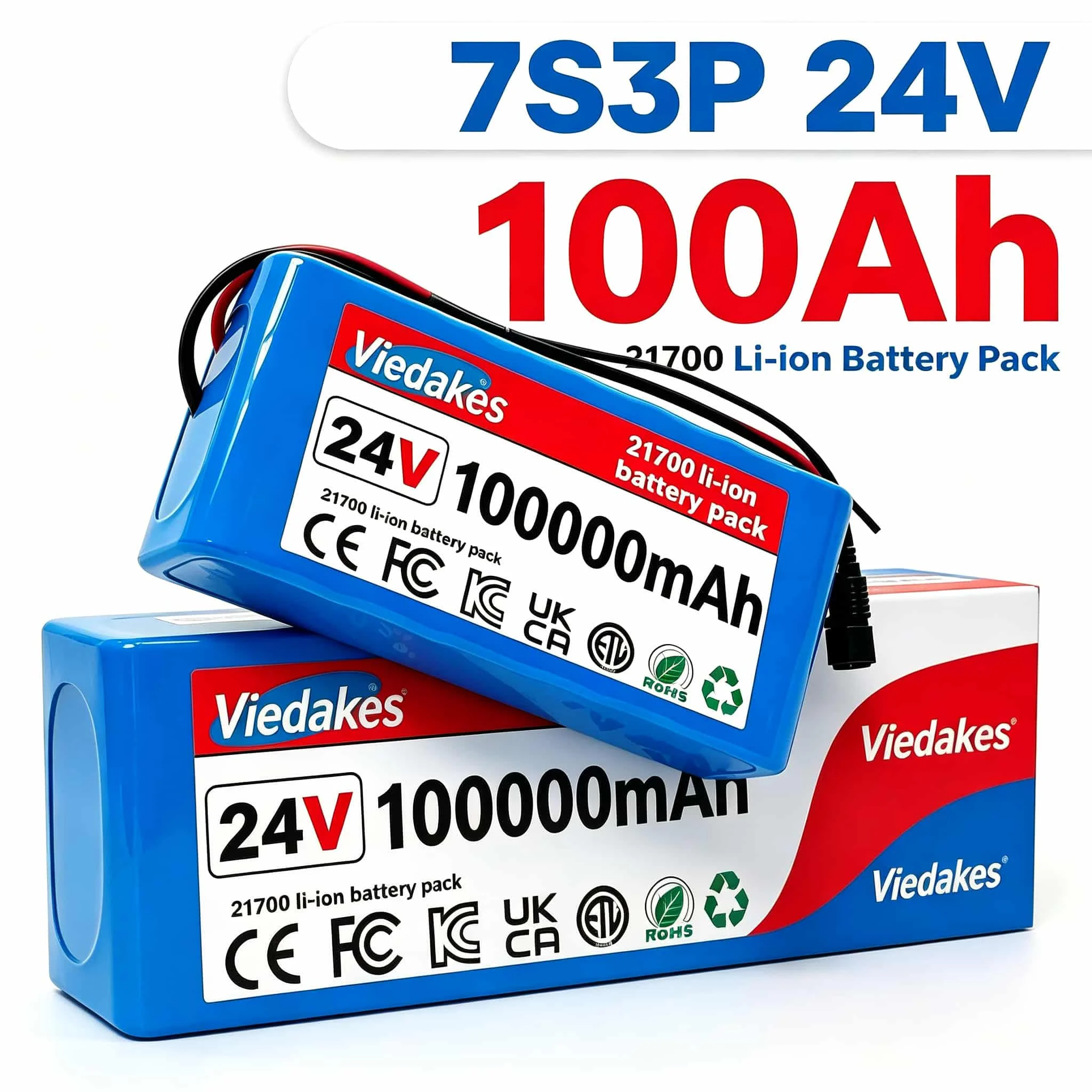 24V 100Ah 7S3P 21700 Li‑ion Battery Pack Built‑in BMS Rechargeable Battery for Mobility Scooter E‑bike Off‑Grid Solar Panel