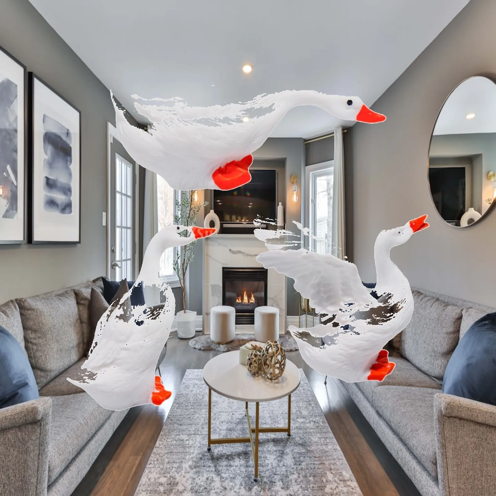 3 Pieces Garden Duck Statue Outdoor Decoration Micro Landscape Adornment Resin Duck Figurine for Indoor/Outdoor Pool Porch