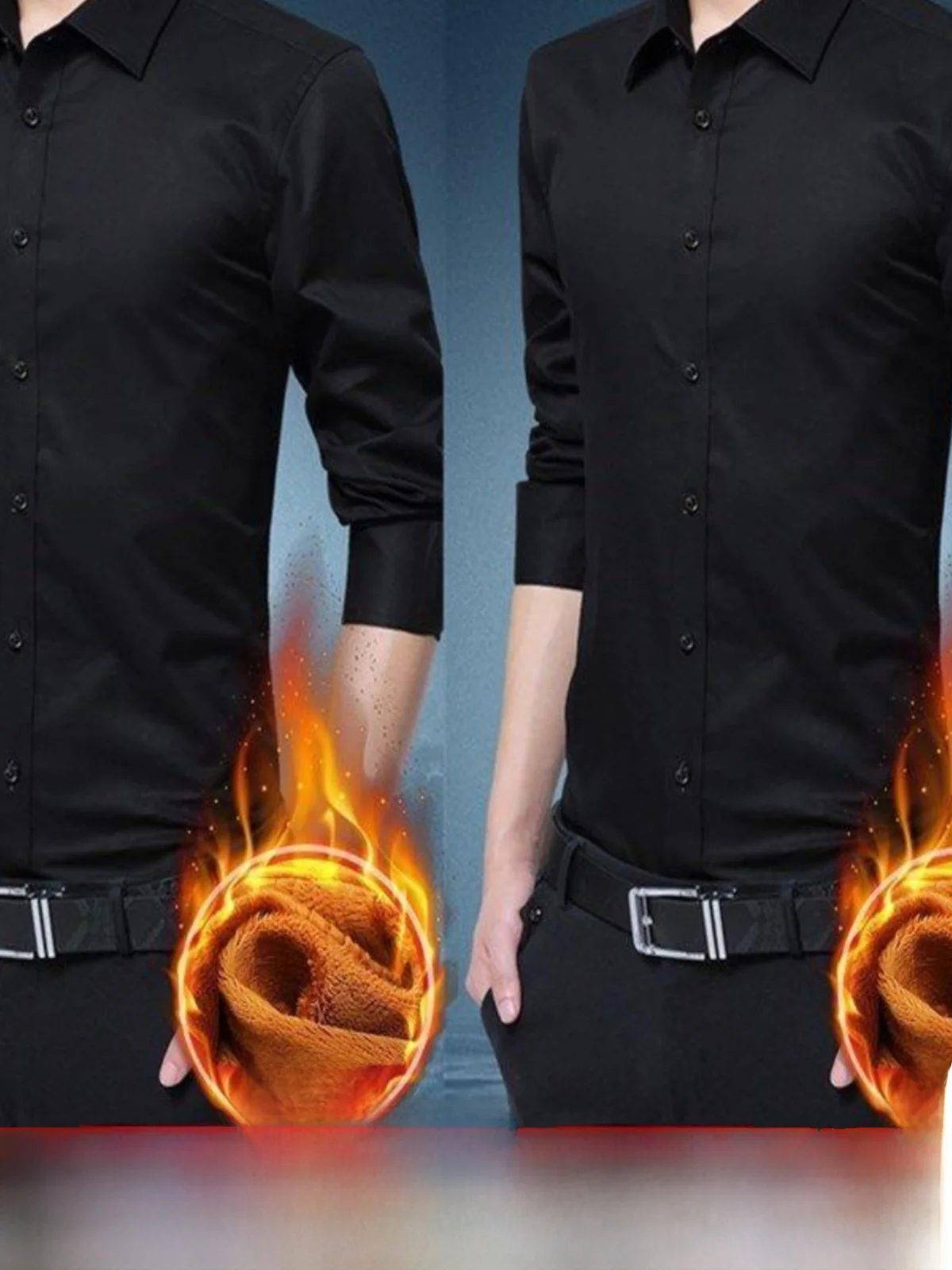 

Мужская облегающая одежда на подкладке Fce Long Sve irt, теплая деловая повседневная модная корейская одежда на осень и зиму