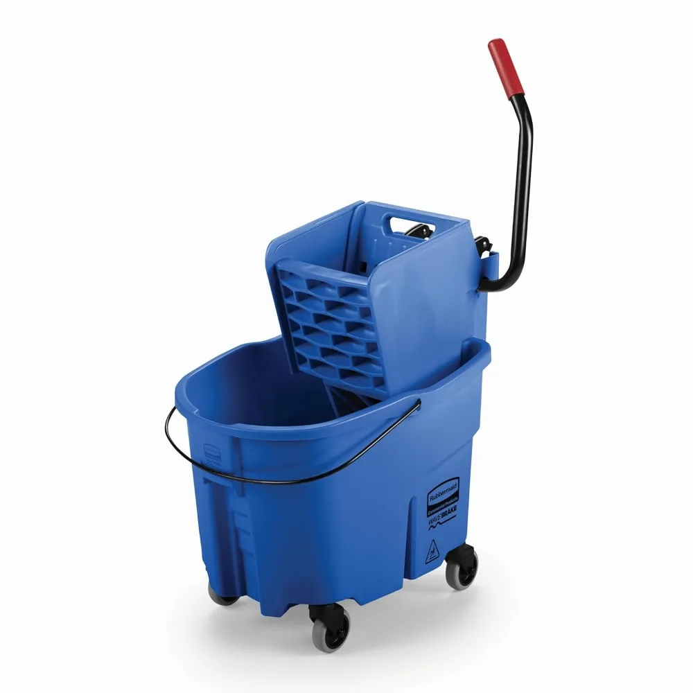 

35 Quart Side Press Mop Bucket with Wringer on Wheels for Heavy Duty Commercial Floor Cleaning