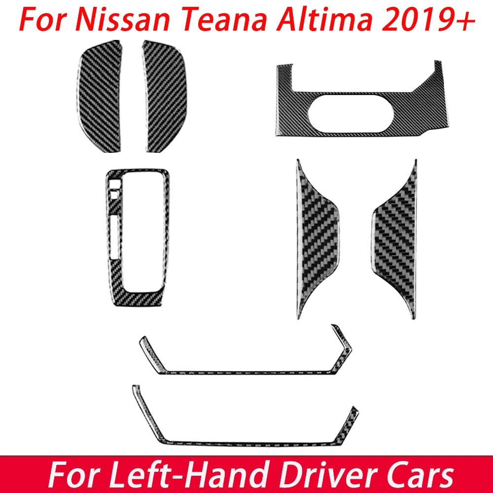 For Nissanteana Altima 2019+ Carbon Fiber Center Console Trim Kit, Cup Holder Panel Gear Shift Frame & Air Vent Cover 8PCS