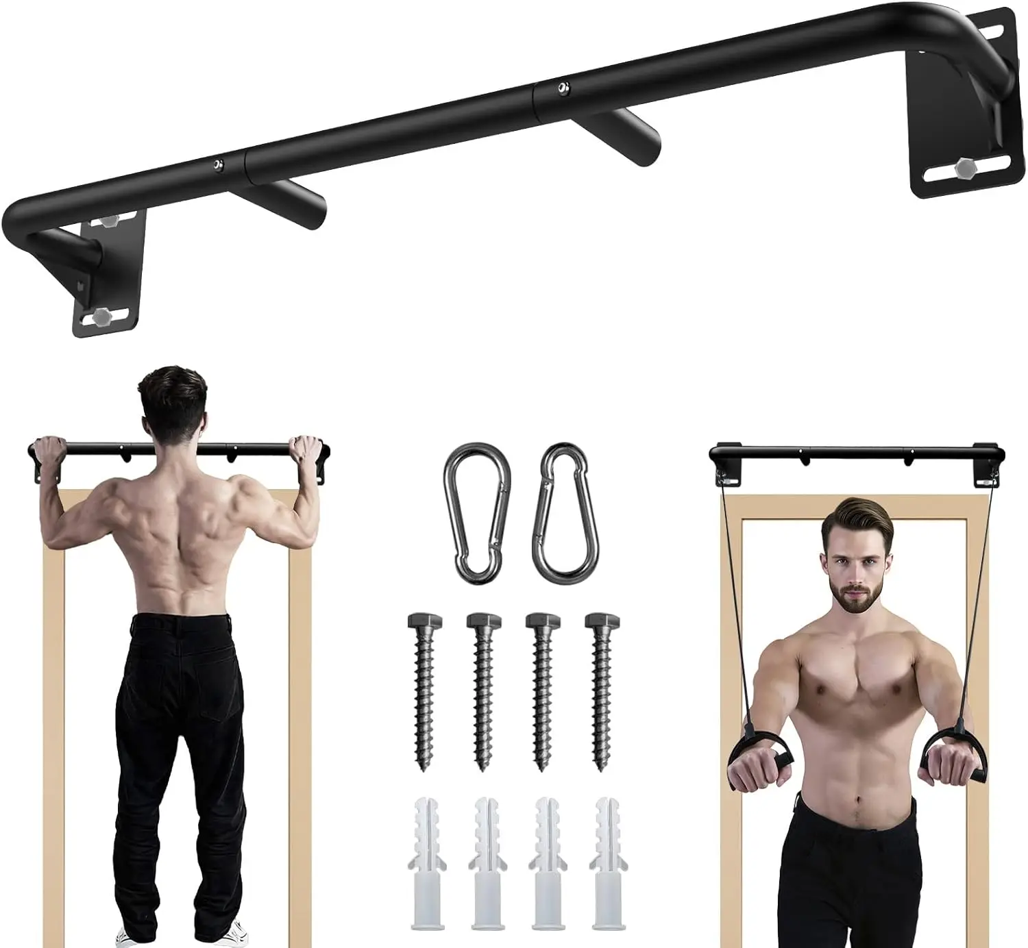 

Heavy Duty Steel Pull Up Bar for Home Gym, Ceiling and Wall Mountable, Workout Equipment with Patent Pending Design