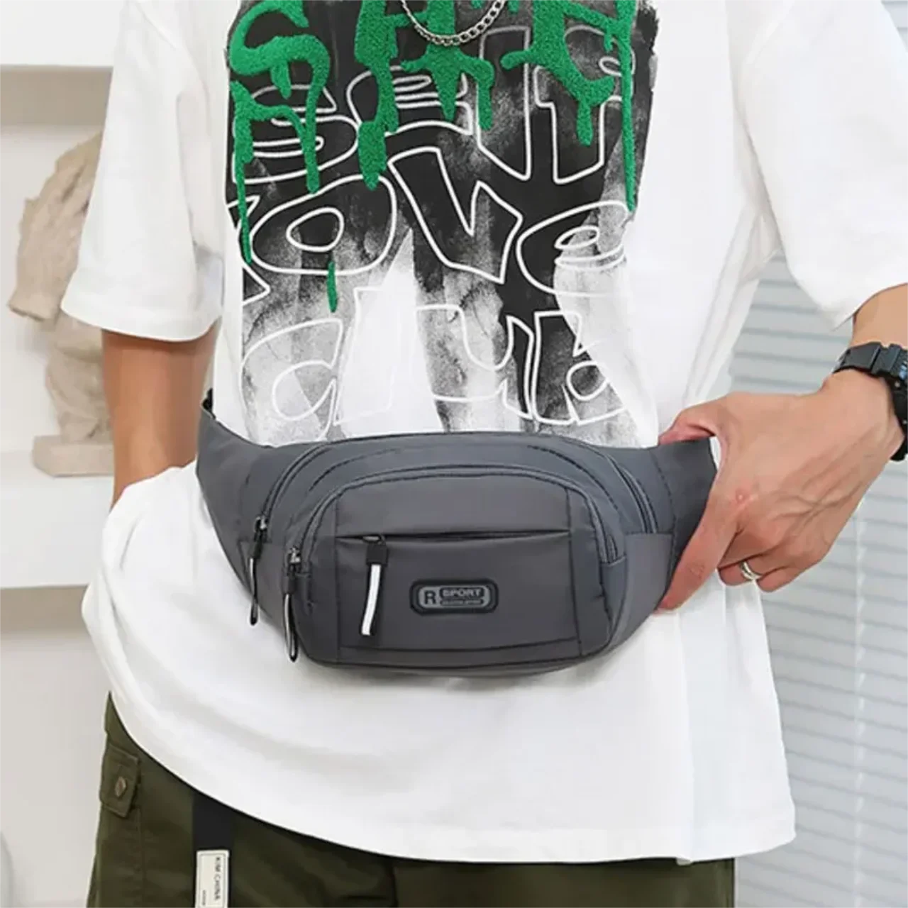 HOMEFISH Herren Canvas Fit Hüfttasche Mobile Fanny Hüfttaschen Herren Sport Outdoor Freizeit Laufen Diebstahlsicher Ultra Dünn Unsichtbar – Detail 5