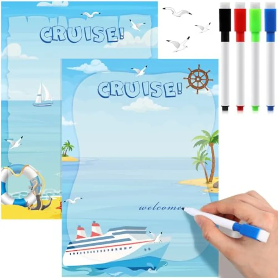 

Звук, 2 шт., круизные дверные магниты для доски и 4 стираемые маркеры, летние украшения для дверей круизного корабля, пляжные магнитные наклейки f