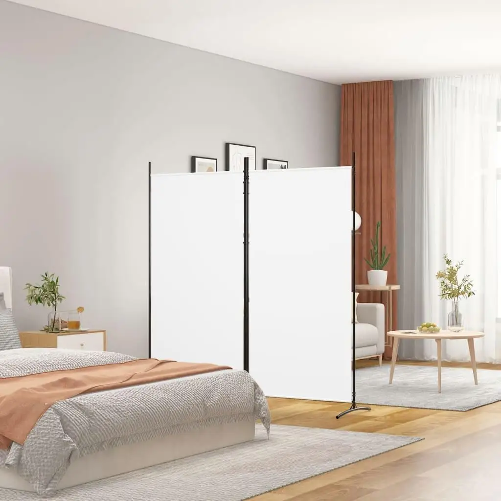 175x180 cm White Fabric 2-Panel Room Divider - Stylish Space Separation Solution