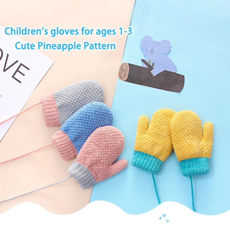 Guanti lavorati a maglia per bambini Ragazzi Ragazze Guanti senza dita carini unisex Guanti per collana invernali caldi foderati in pile