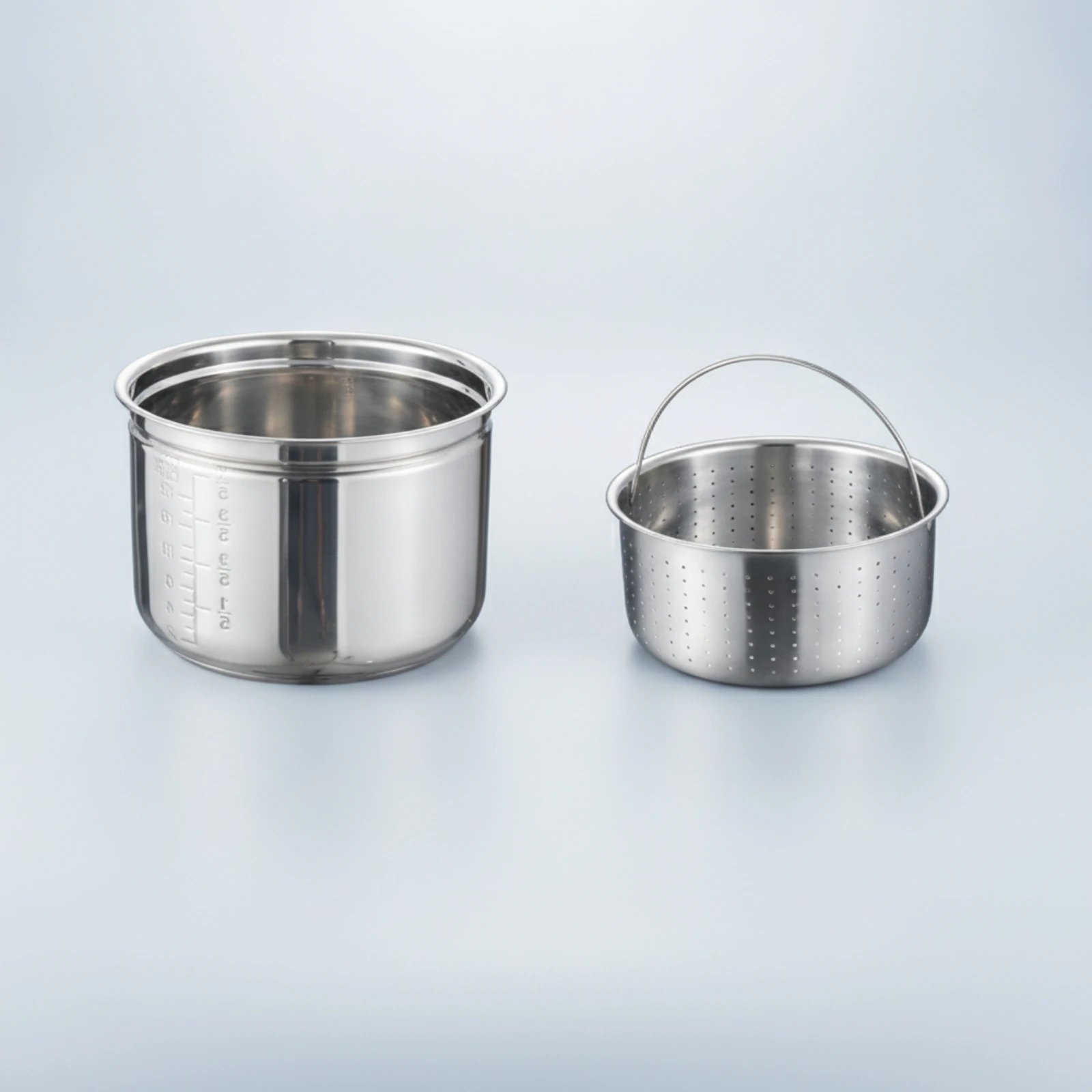 Inner Pot with Steaming Rack Perforated Rice Steaming Insert Soup Separating Pot Multi-Purpose Steamer Basket Easy-to-Clean