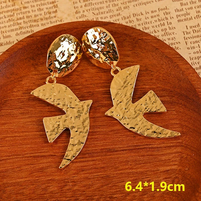 Qingdao Vintage Silver Needle French Retro Peace Dove Ear Clips Cold Style Real Gold Plated Copper Personality Retro Earrings