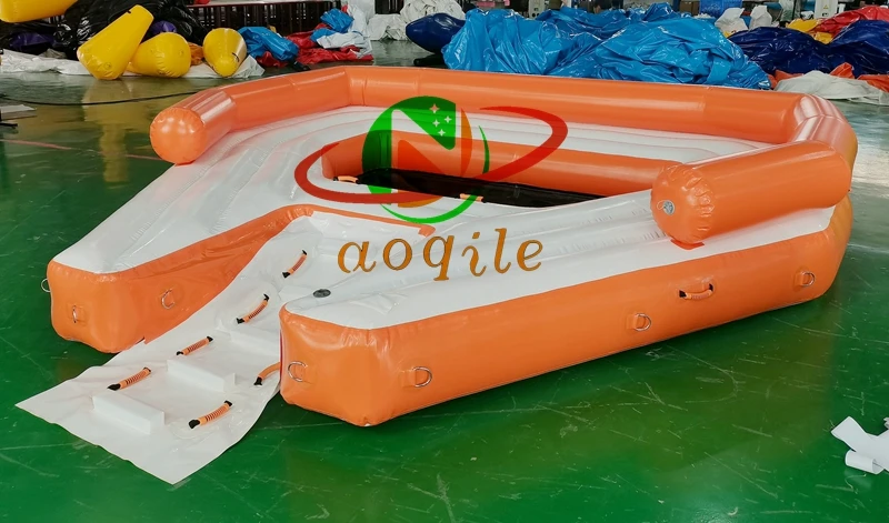 6-10 Person Inflatable Water Raft Pool Tropical Tahiti Ocean Floating Island, Large Inflatable Water Floating Islands