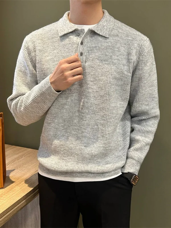 الرجعية اليابانية Sle عارضة الفاخرة irt للرجال بسيطة اللون غرامة شريط Brued تنوعا محبوك سترة #5