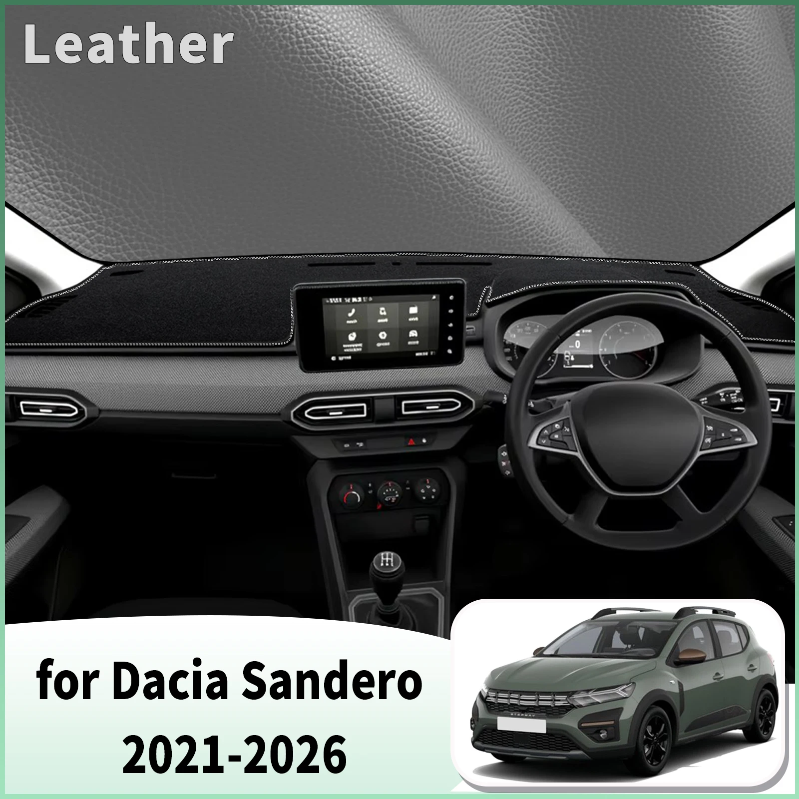 for Dacia Sandero 2026 2025 2024-2021 Dash Mat Dashboard Cover Dashmat Universal Anti-Reflection Heat Insulation Sun Protection