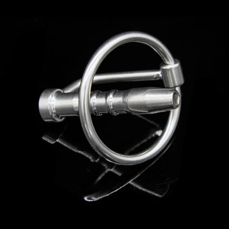 Male Stainless Steel Hollow Urethral Dilator Sounding Penis Plug with Glans Ring Chastity Stretcher Sound Adult Sex Toys for Men