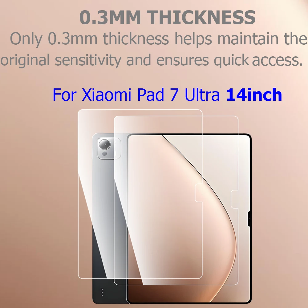 واقي شاشة لهاتف Xiaomi Pad 7 Ultra 14 بوصة من الزجاج المقسى الشفاف 2.5D Arc Edge 9H 0.3 ملم طبقة رقيقة واقية مقاومة للخدش