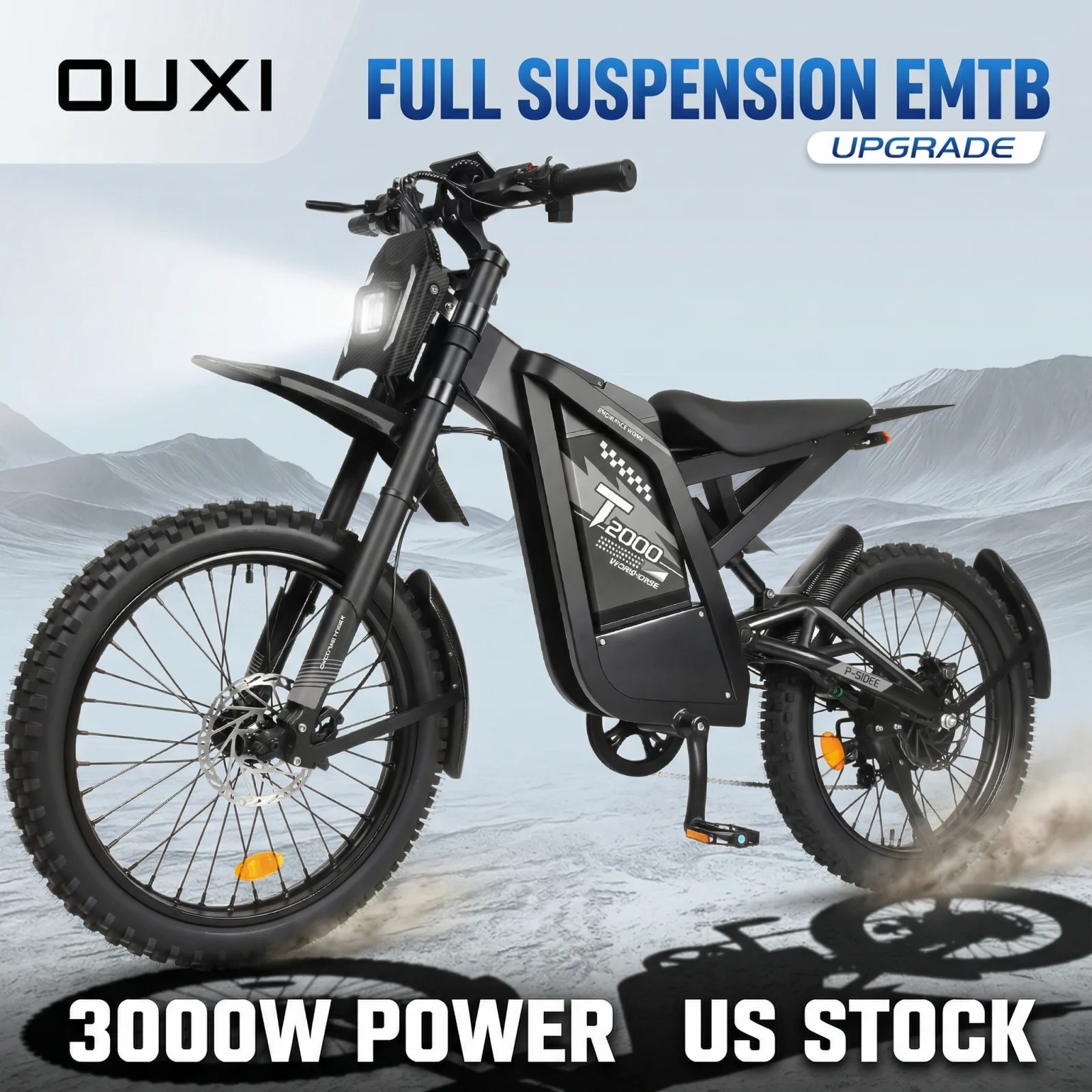

OUXI 3000W Dirt Ebike 24 Inch Electric Motorcycles NFC Unlock 48V 30Ah Lithium Battery 87 Miles Long Range Adult Off Road Ebike