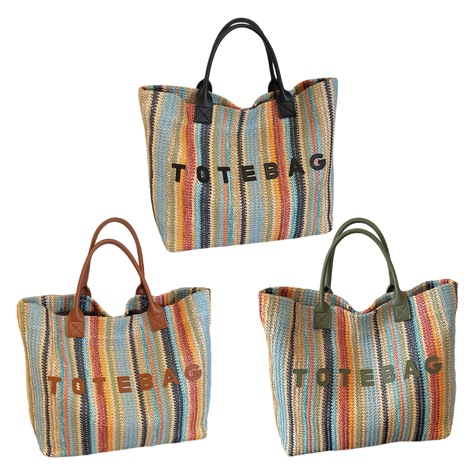 

Tote Bag for Women Lightweight Handbag Colorful Stripes Casual Tote Pouch Shoulder Handbag for Travel Shopping Work Daily Use