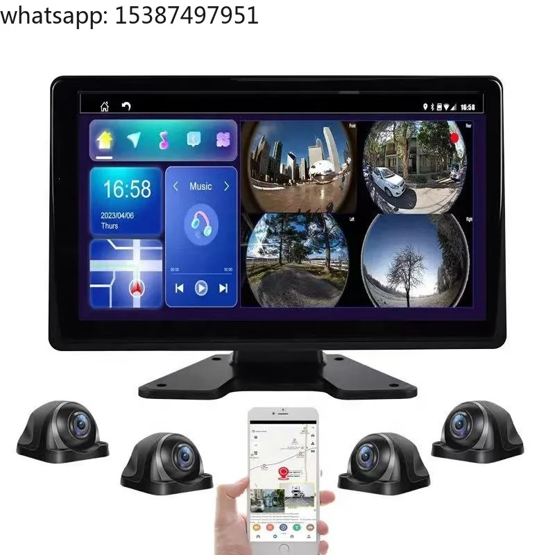 IPoster 10.1in 4G 360° Panoramic View 4ch DVR GPS Built in BT CMSV Touch Screen 1600X720 Monitor and 1080P Cameras 4G 360° Kit