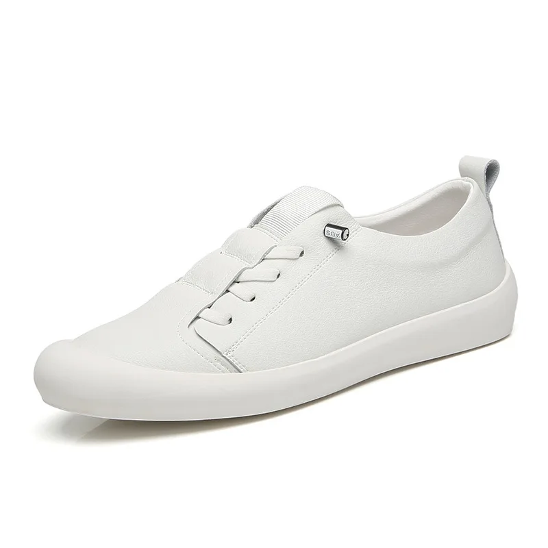 

Men's Sneakers Leather White Shoes New Fashion Outdoor Running Shoes Male Casual Driving Shoe Flats Slip on Soft Sole Men Shoes