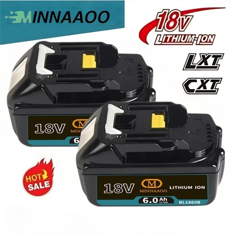

2025 NEW for Makita 18V 6000mAh Rechargeable Power Tools Battery with LED Li-ion FOR LXT BL1860B BL1860 BL1850 3A Charger