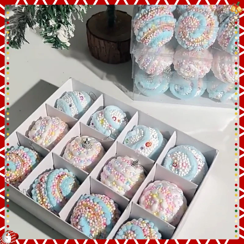 6CM Weihnachtskugel Macaron Bunte Weihnachtskugel Urlaub Party Szene Dekoration Weihnachtsbaum Hängende dekorative Kugel