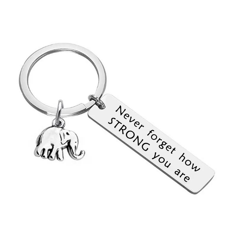 New Inspirational Gift Elephant Keychain Pendant  Birthday Graduation Christmas Key Chains Dont Forget How Strong You Are