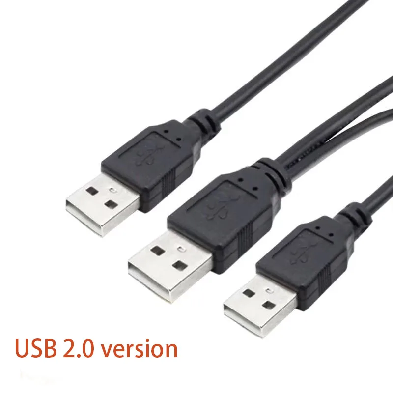 Supply Black 0.5M USB 2.0 3.0 Dual USB Male To Micro Mini USB A B C male Portable Storage Device Cable With Power Supply