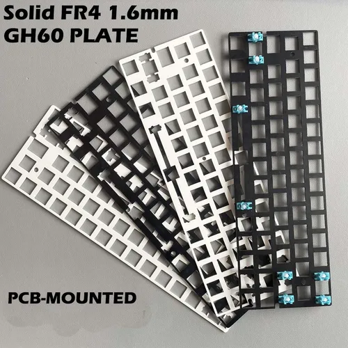 Teclado mecánico personalizado GH60 61 64 Diseño Blanco sólido/Negro Placa FR4 Placa PCB o placa montada en placa