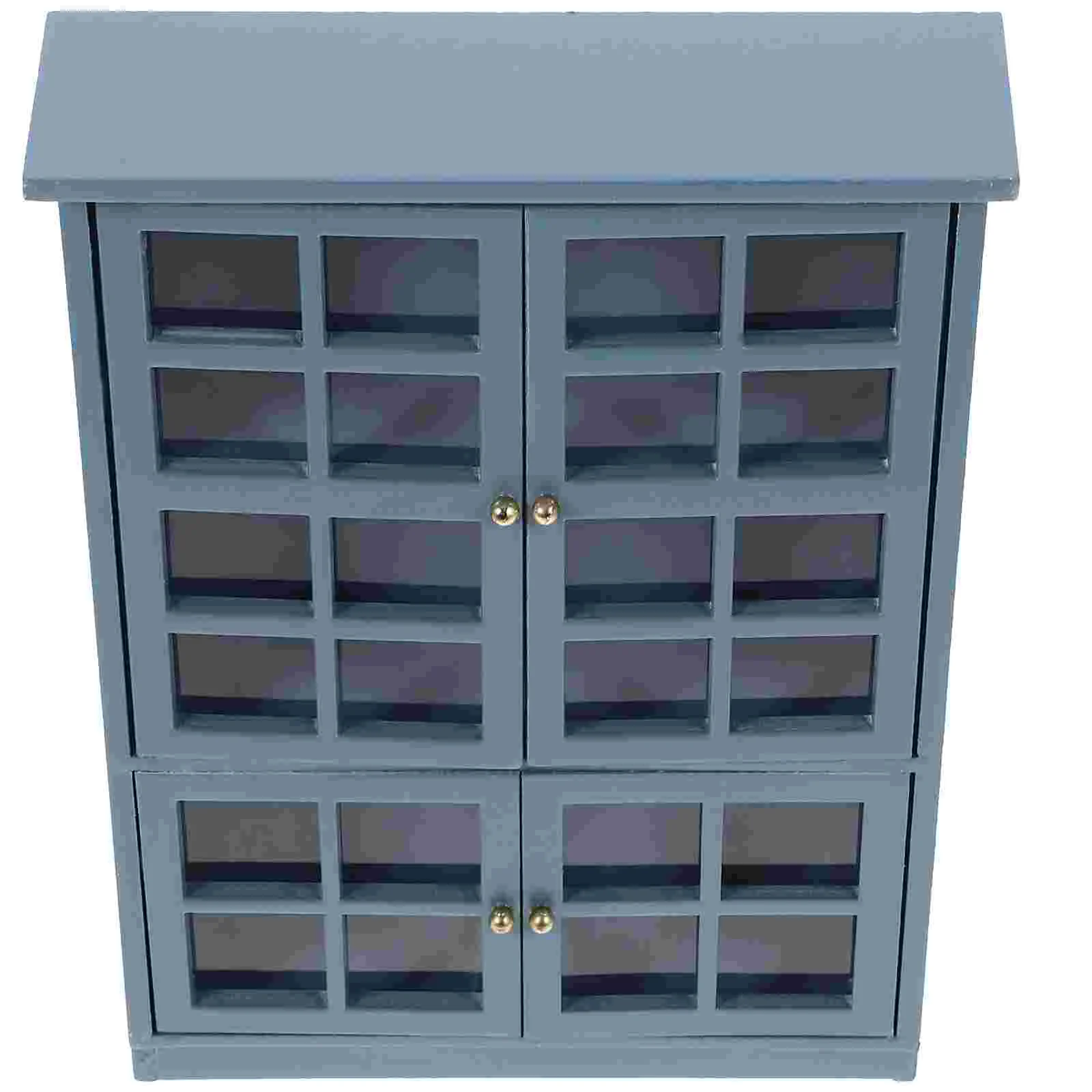 Dollhouse Mini Cabinet Furniture Kitchen Model Modern Storage (Four Door Cabinet) Bookcase Dolls Books