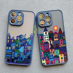 Colorful Town Phone Case for Iphone X XR XS 7 8 Plus 15 14 16 Pro Plus 13 12 11 Pro Max Mini SE2 Shockproof Back Cover Fundas