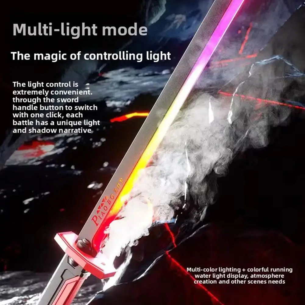 

Colorful Streamer Glowing Sword with Spark & Smoke Effect 7-Color Light Swords Toy for Kids Adults Party Cosplay Christmas Prop
