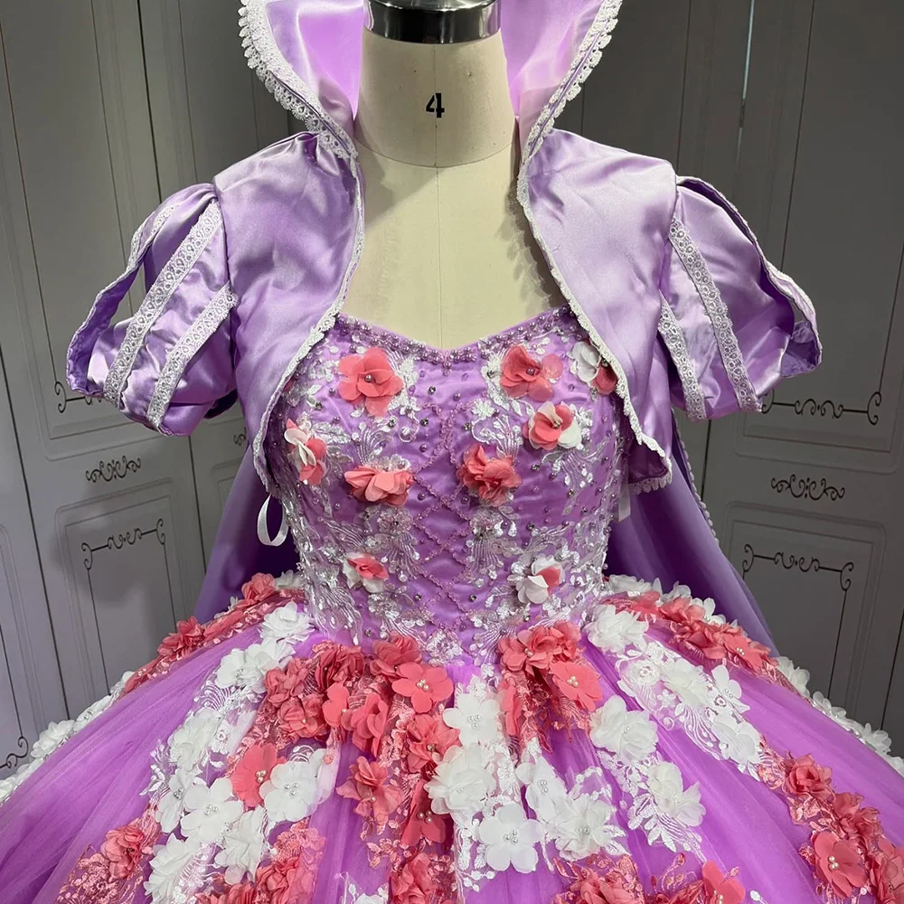 Quinceanera Dress 2024 Ball Gown Detachable Jacket Customized Embroidery Princess Sweet 15 16 Birthday Party Formal Wear LSMU55