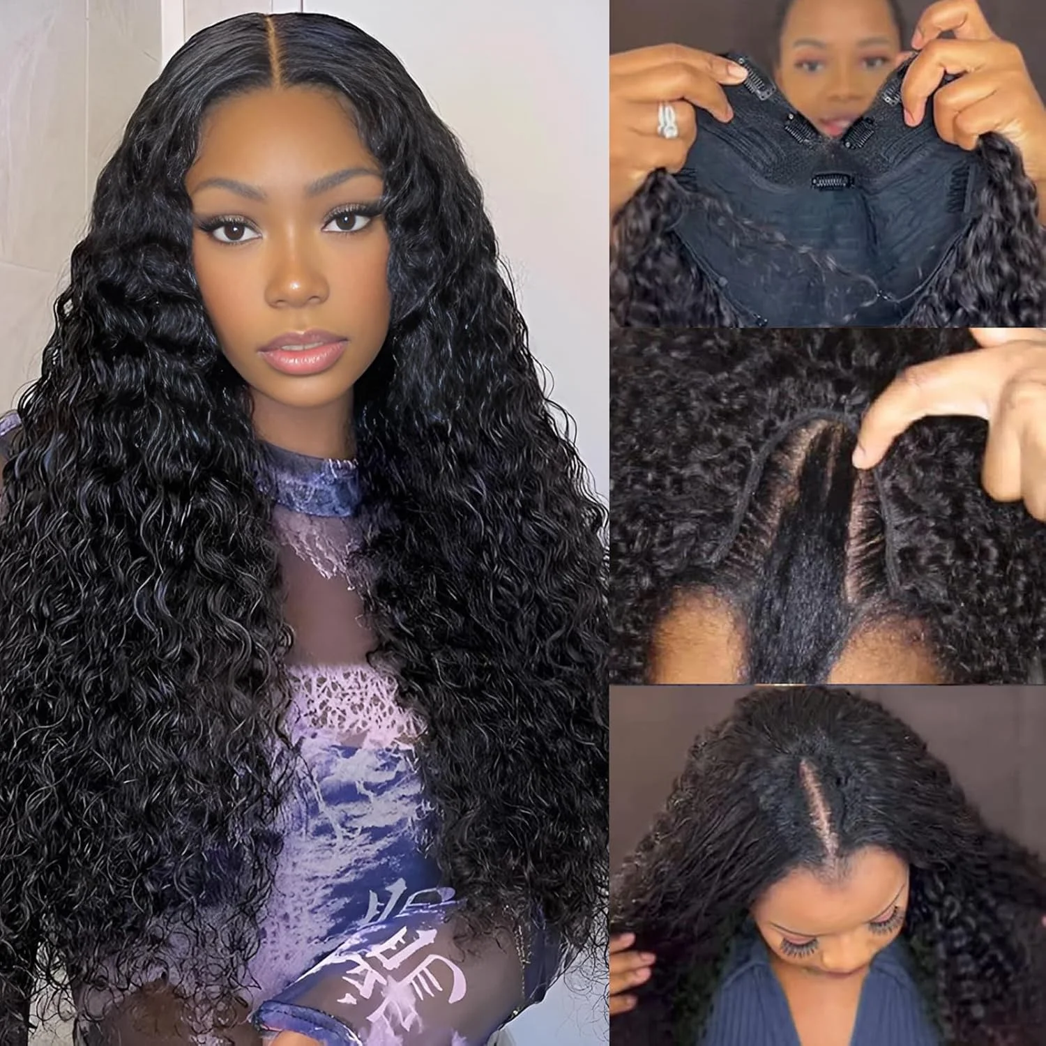 V Part Curly Wig 32…