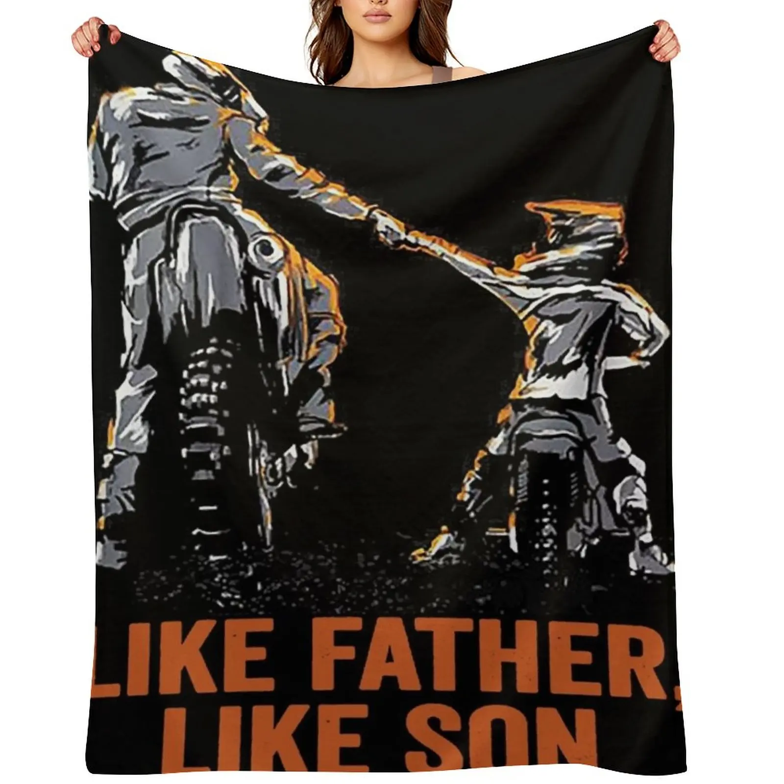 like father like son dirt bike shirt Throw Blanket Decorative Beds manga halloween Luxury Throw Blankets
