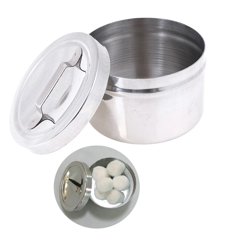 【F】1PC Alcohol Round Box 304 Stainless Steel Cotton Can  Laboratory Instruments And Tools Storage Tank With Cover